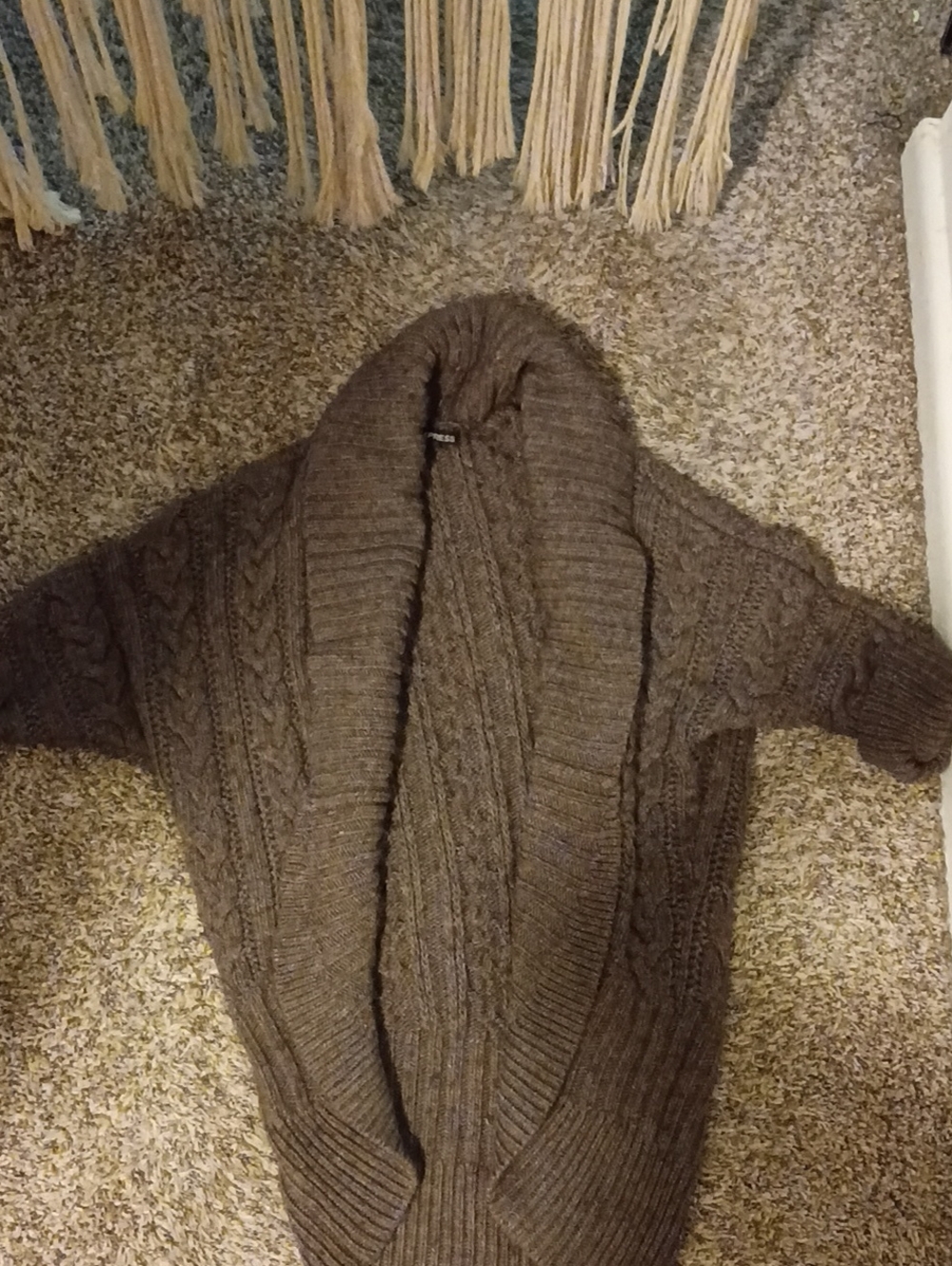 Womens Express Cozy Chunky Cable-Knit Cardigan - Brown Sz M